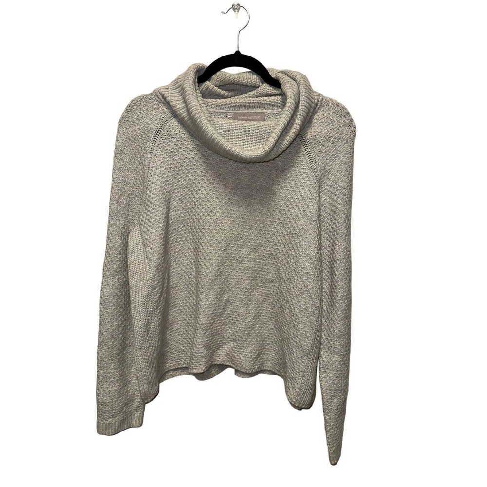 Banana Republic Funnel‎ Neck Sweater Light Gray Merino Wool Alpaca Blend Medium